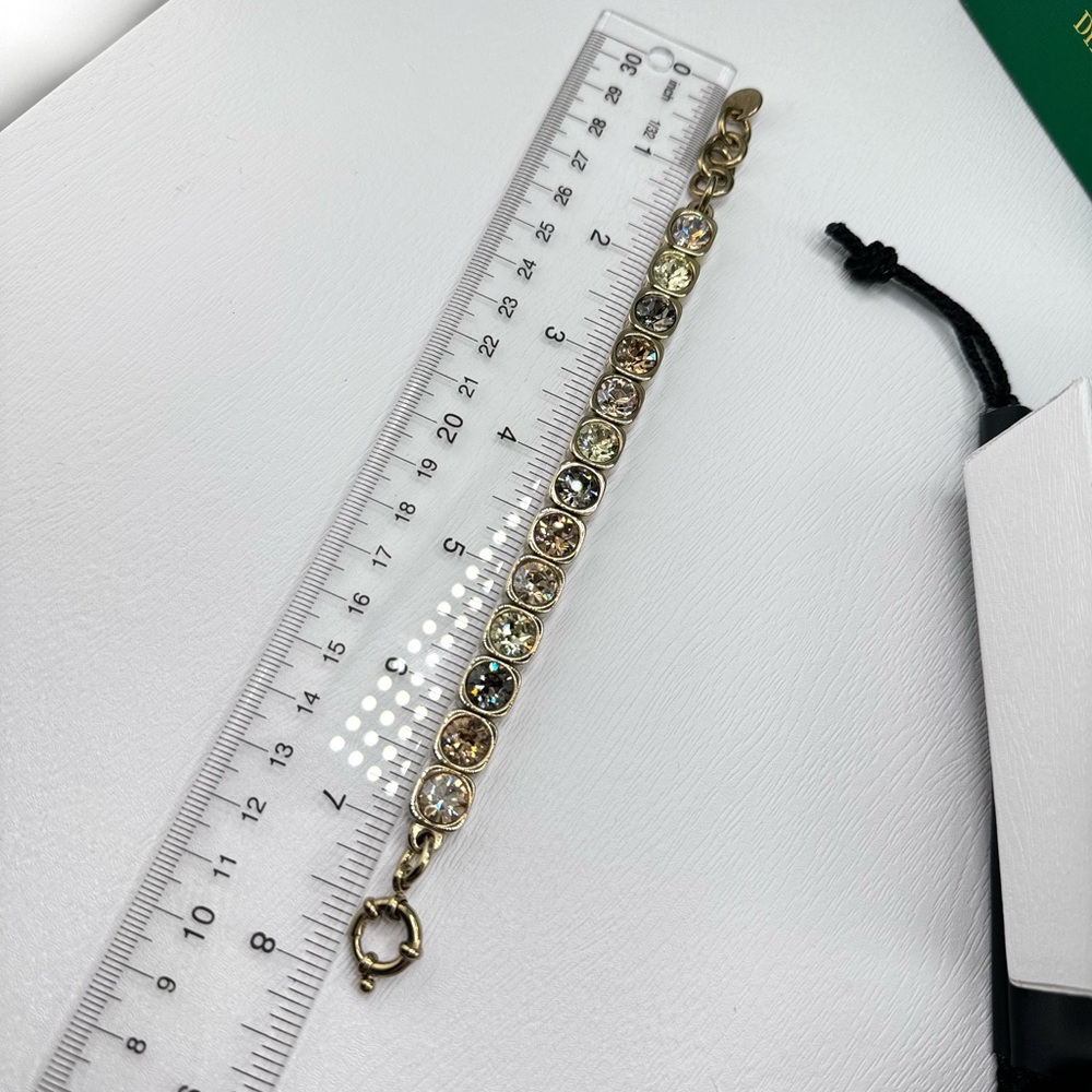 Yellow Gold Tennis Bracelet, Golden Crystal Gold Plated Chunky Yellow - Picture 6 of 10